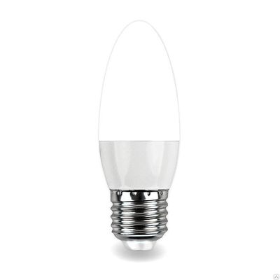 Лампа светодиодная 5,5W E27 свеча 4000K 440Лм 220V  пластик+алюминий